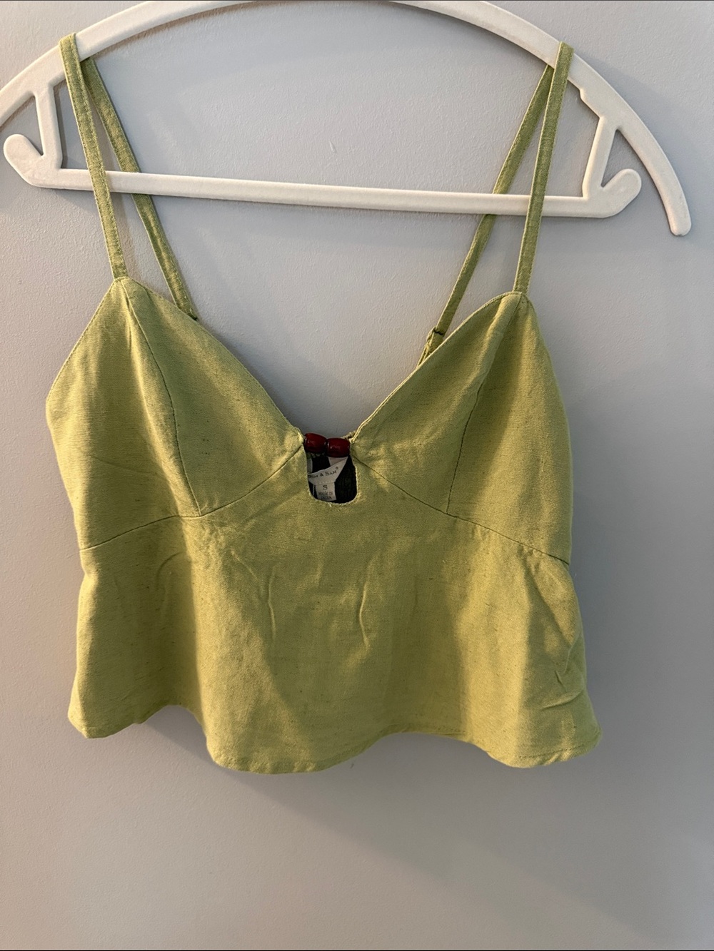 SIM & SAM Olive Green Spaghetti Strap Crop Top, S, NWT
